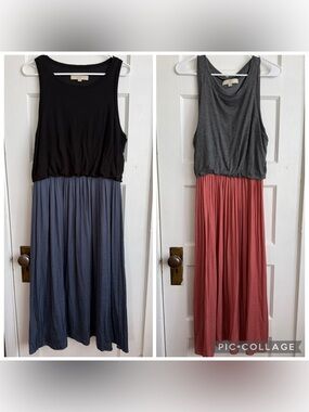 EUC Bundle of 2 LOFT Mixed Media Midi Dresses // Size L